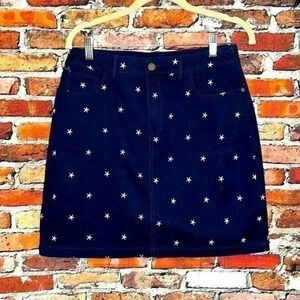 Croft & Barrow Skorts Skirt Navy with White Stars Patriotic Size 6